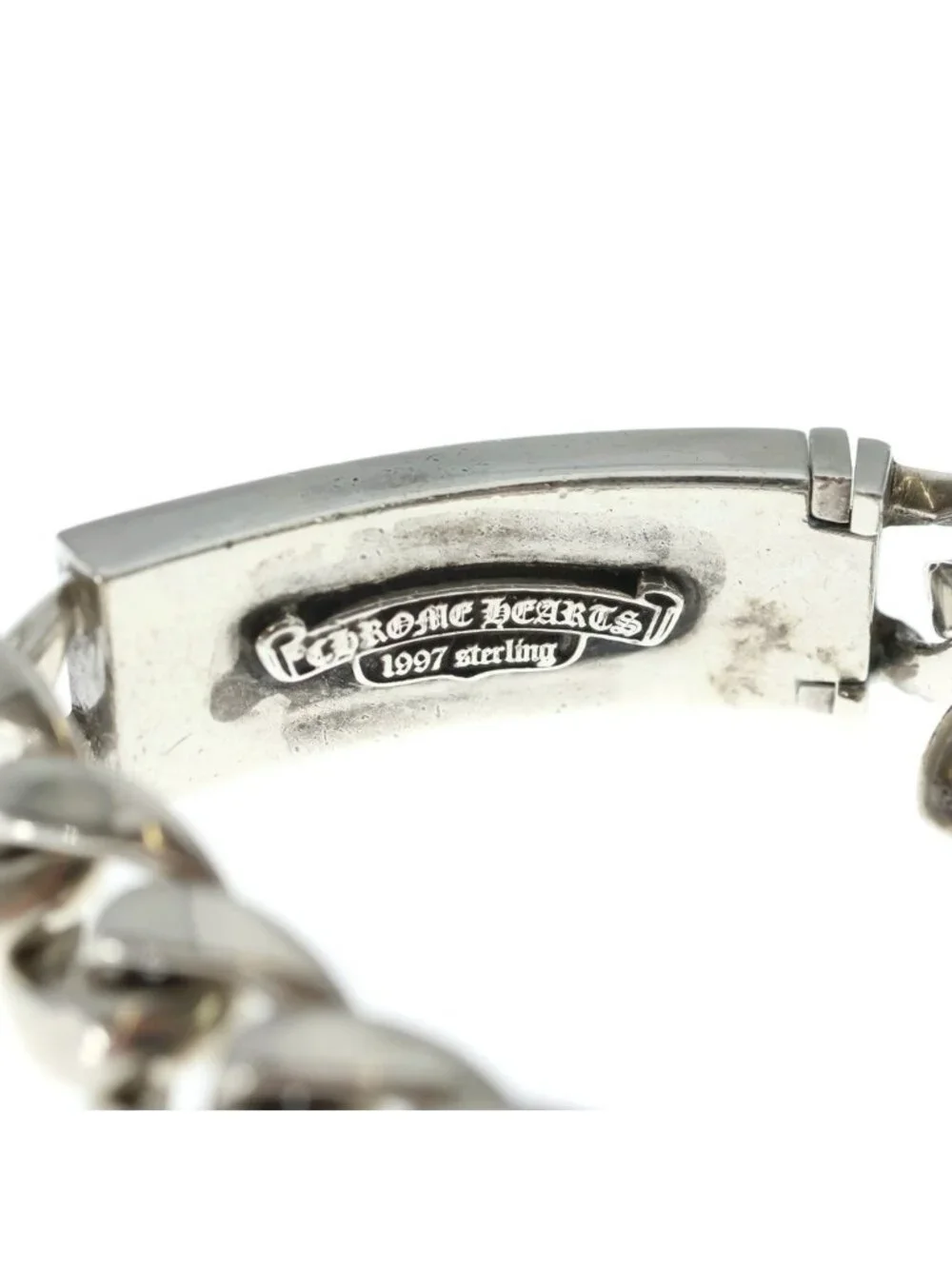 Chrome Hearts ID Floral Crs Cross ID Classic Link Bracelet Silver